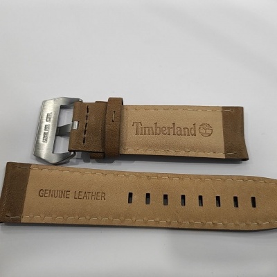 Correia de relógio em pele castanha com marca Timberland