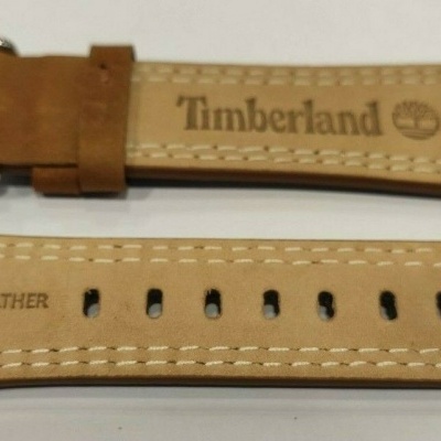 Pulseira de relógio de couro castanho claro Timberland com fivela metálica