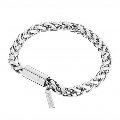 Pulseira de corrente grossa prateada com fecho e pendente POLICE