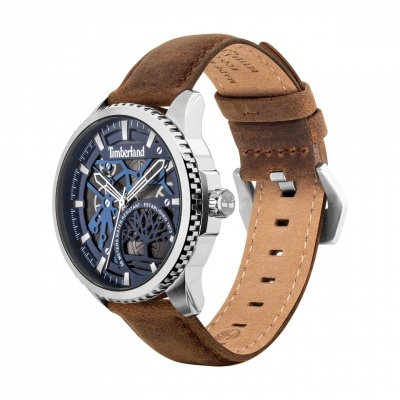 Relógio Timberland com caixa prateada e pulseira castanha em camurça