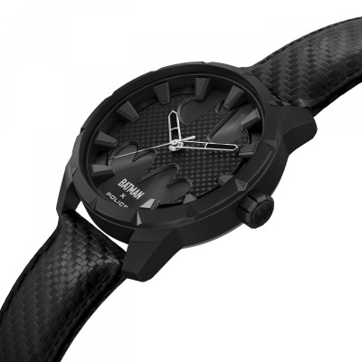 Relógio de pulso preto Batman X Police com bracelete em padrão trançado e mostrador em fibra de carbono