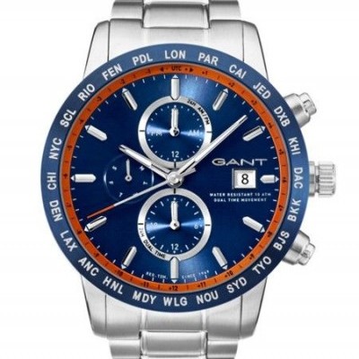 Relógio de pulso GANT com mostrador azul e bracelete metálica prateada