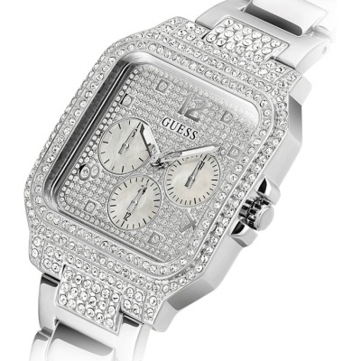 Relógio prateado Guess com cristais e três submostradores