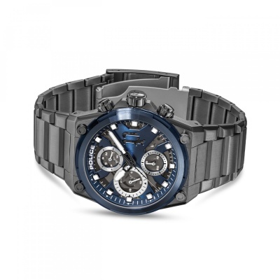 Relógio de pulso POLICE cinza escuro com mostrador azul e submostradores prateados