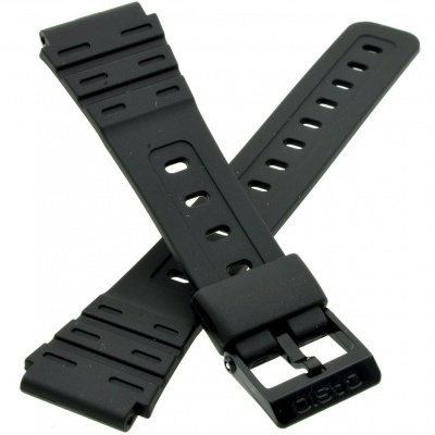 Correia preta de relógio Casio com fivela metálica