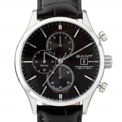 Relógio de pulso GANT com mostrador preto e bracelete em couro preto