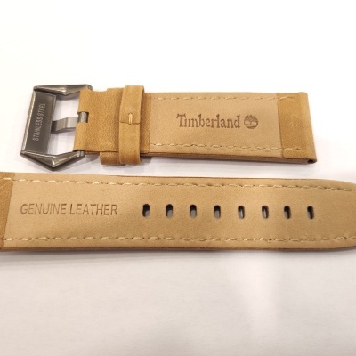 Correia de relógio em couro bege com fivela metálica