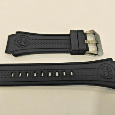 Correia preta de silicone para relógio com fivela metálica prateada