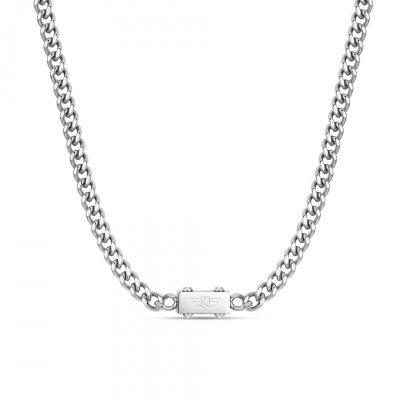 Colar de corrente metálica prateada com fecho retangular