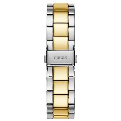 Pulseira de relógio bicolor da marca GUESS em aço inoxidável prateado e dourado
