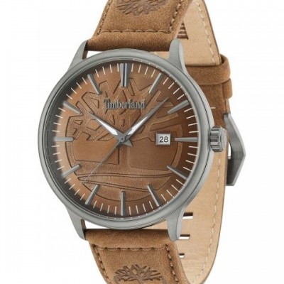 Relógio Timberland com bracelete castanha e mostrador com logo da marca
