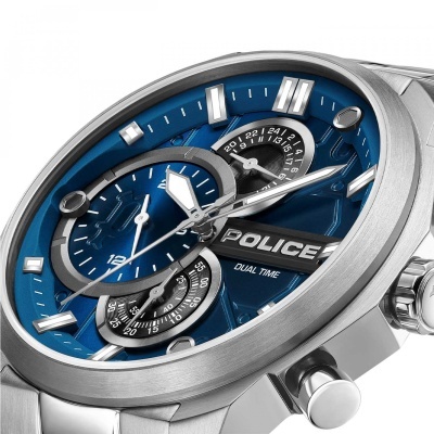 Relógio de pulso POLICE prateado com mostrador azul e submostradores