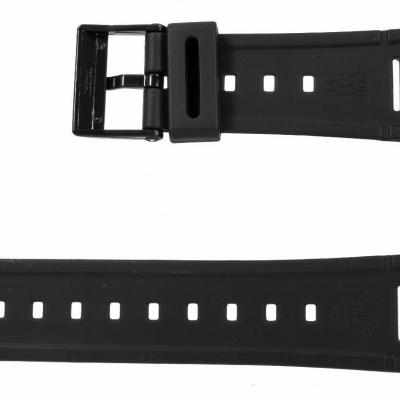 Correia preta para relógio com fivela e orifícios para ajuste