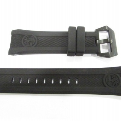 Correia de relógio preta em borracha com fivela preta