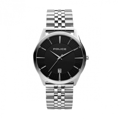 Relógio POLICE com mostrador preto e bracelete metálica prateada