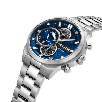 Relógio de pulso POLICE em aço com mostrador azul e múltiplos submostradores