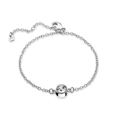 Pulseira prateada com pendente de pedra cristal