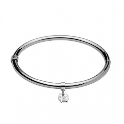 Pulseira rígida prateada com pendente redondo 'ENERGY OF LIFE'