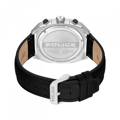 Relógio POLICE com caixa em aço inoxidável e bracelete de couro preto