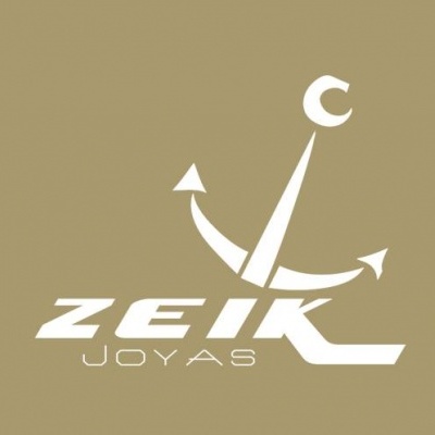Logótipo ZEIK JOYAS com âncora branca e fundo bege
