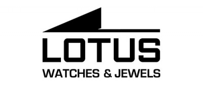 Logótipo da marca LOTUS com o texto WATCHES & JEWELS em fundo branco