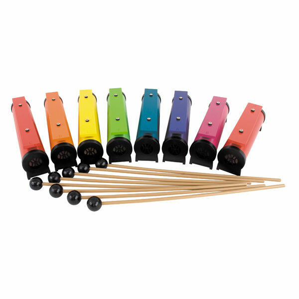 Classic Metallonotes com Bolsa de Transporte Conjunto de 8 campainhas musicais coloridas com martelos em madeira