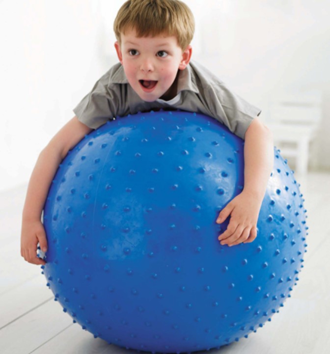 Bola de Massagem 75 cm Criança com bola de exercício azul texturada