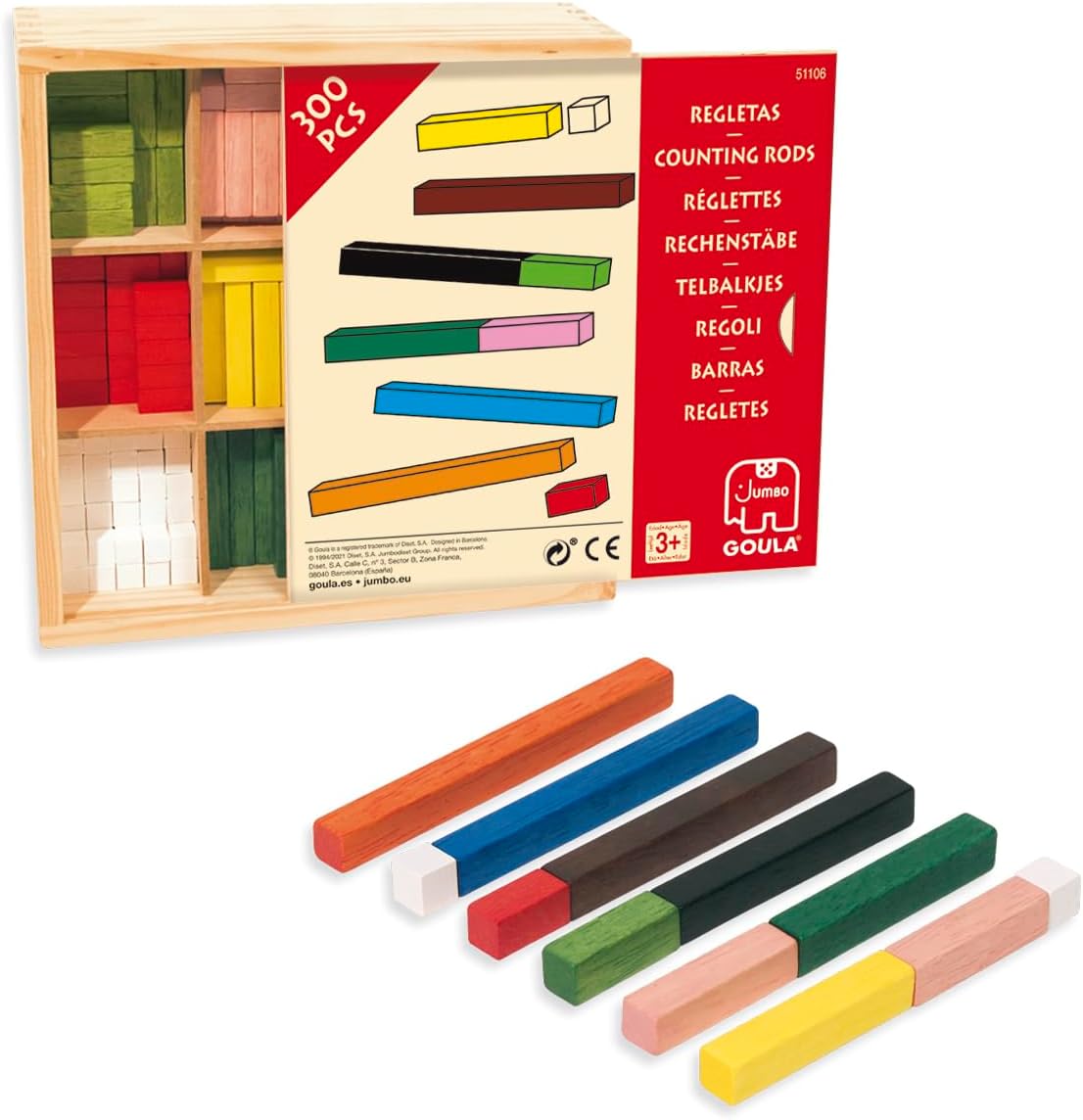 Barras Cuisenaire Goula Conjunto de réguas de contagem de madeira coloridas em caixa de madeira