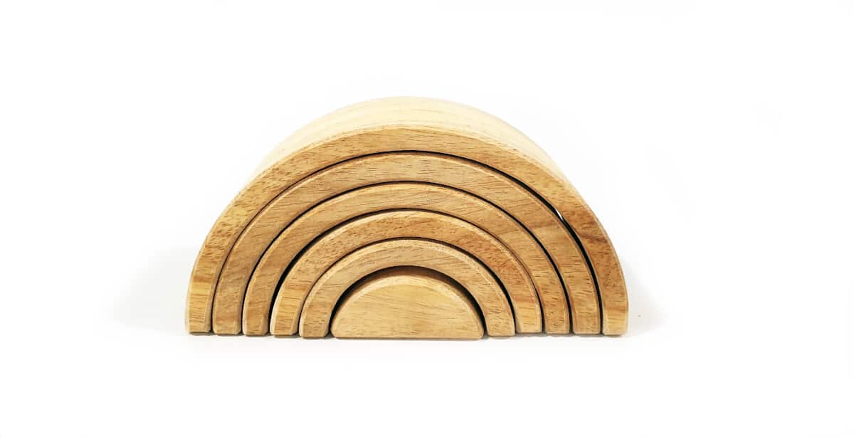 Arco-íris madeira natural Conjunto de blocos de madeira em forma de arco-íris