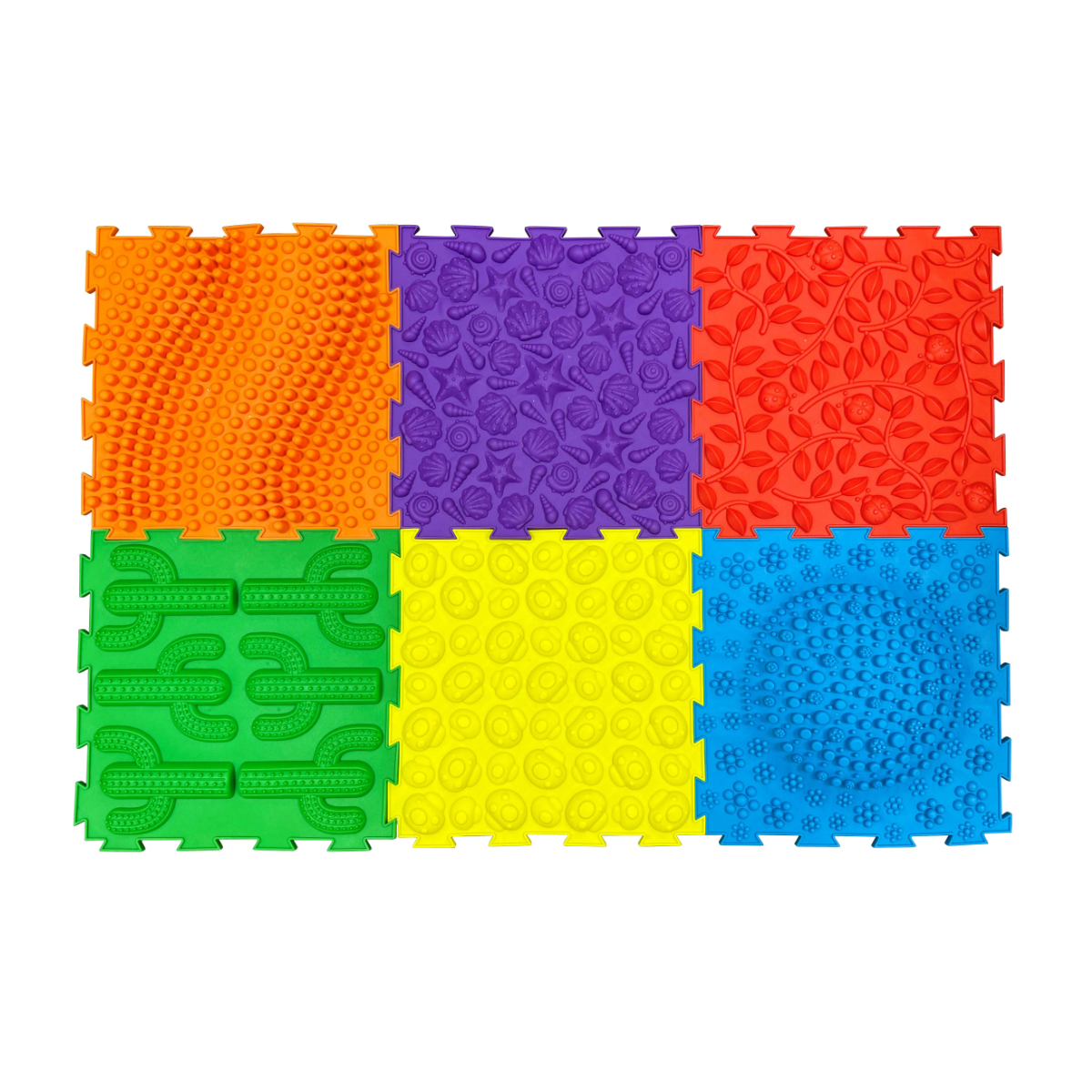 Tapetes de Massagem Sensorial – Cores Vivas Tapetes de encaixe coloridos com texturas em relevo
