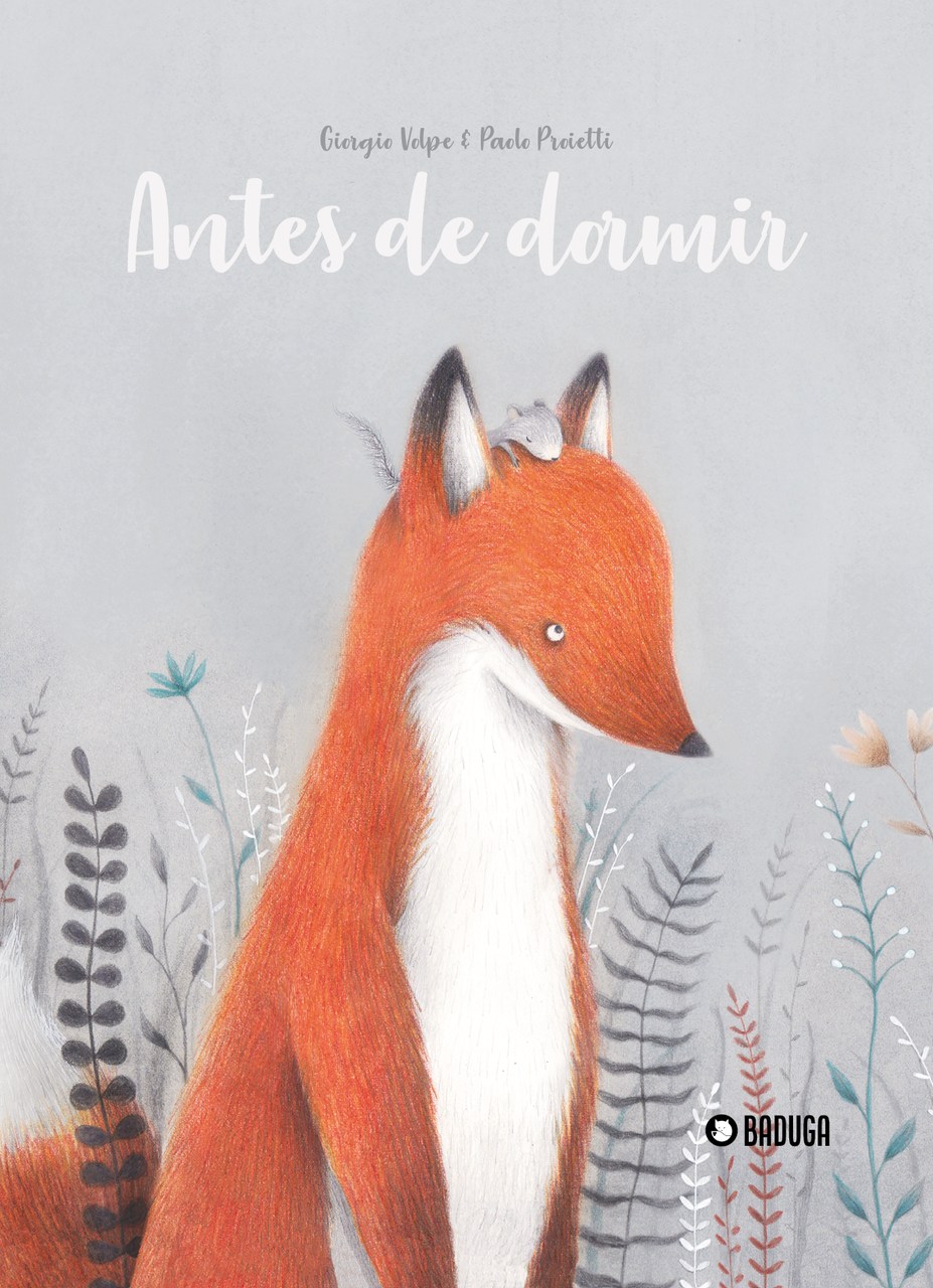 Antes de dormir Capa de livro com raposa laranja e rato, plantas e texto 'Antes de dormir'