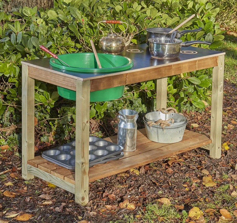 Bargain Longlast Mud Kitchen Bancada exterior para brincar com utensílios de cozinha de brincar