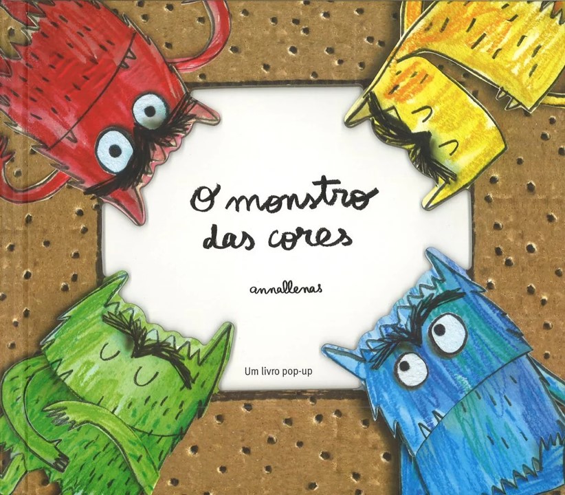 O monstro das cores: Um livro pop-up Capa do livro 'O monstro das cores' com monstros coloridos desenhados