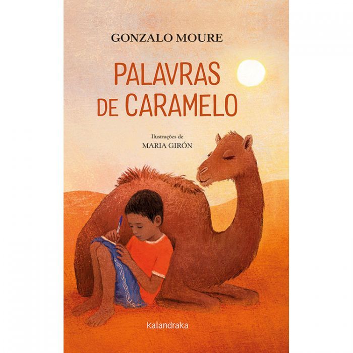Palavras de caramelo (LER+) Capa de livro 'Palavras de Caramelo' com ilustração de menino e camelo