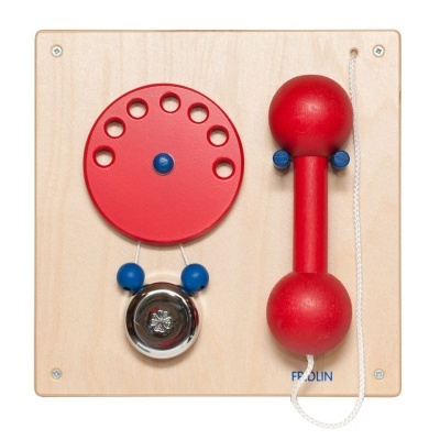 brinquedo telefone madeira vermelho disco e campainha