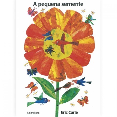 Capa do livro infantil com flor grande e animais coloridos
