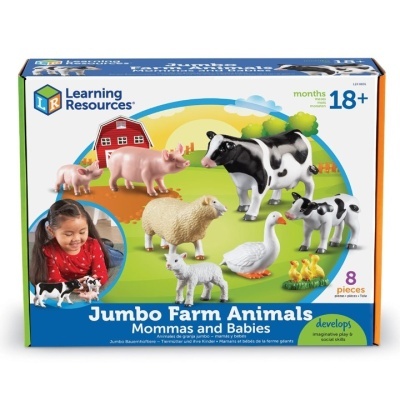 Caixa de brinquedo Learning Resources com 8 peças de animais de fazenda grandes coloridos