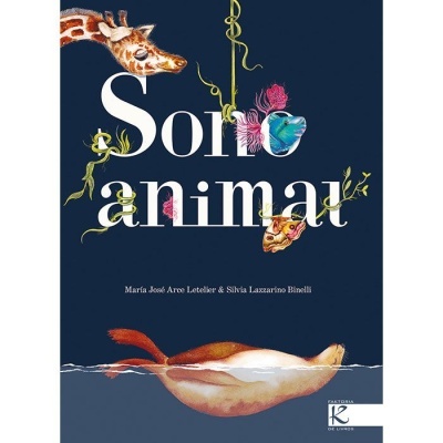 Capa do livro Sono Animal com ilustrações de animais e plantas sobre fundo azul