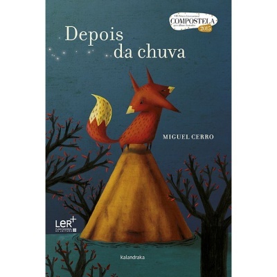 Capa do livro 'Depois da chuva' com raposa e árvores secas