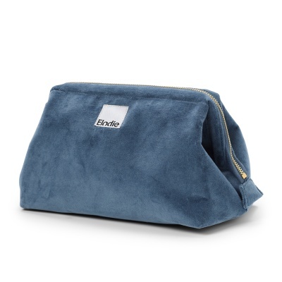 Necessaire azul Elodie em tecido aveludado com fecho zip