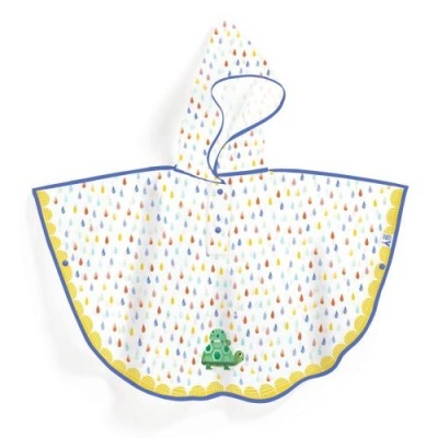 Capa de banho para bebé com padrão de gotas e um crocodilo verde