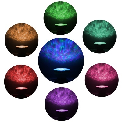 Conjunto de projetores de luz em várias cores que criam padrões difusos