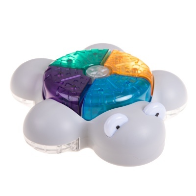 Brinquedo tartaruga com casco colorido translúcido e corpo cinza