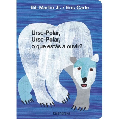 Capa de livro infantil com urso polar ilustrado em fundo azul