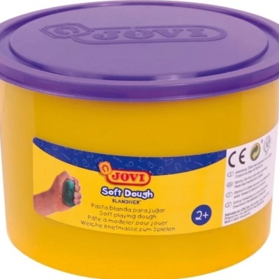 Recipiente amarelo com tampa roxa de pasta moldável JOVI Soft Dough