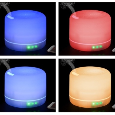 Difusores de aroma redondos com luzes LED coloridas e vapor visível