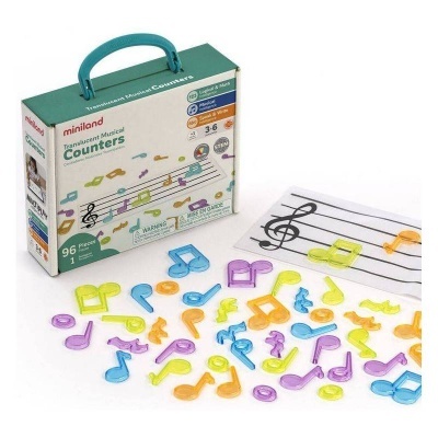 Brinquedo educativo Miland com peças coloridas de notas musicais e base com pautas