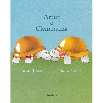 Capa de livro 'Artur e Clementina' com duas tartarugas amarelas numa ilustração simples