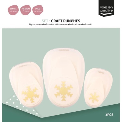 Conjunto de 3 perfuradores de papel com floco de neve dourado