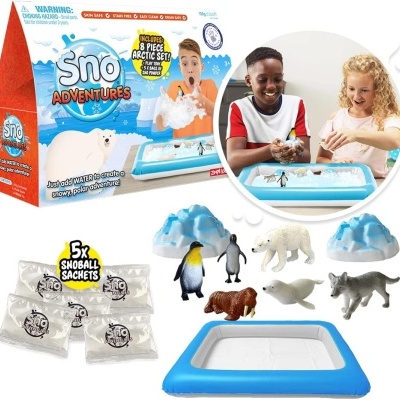 Conjunto de brinquedo Sno Adventures com piscina, bolas de neve e figuras de animais
